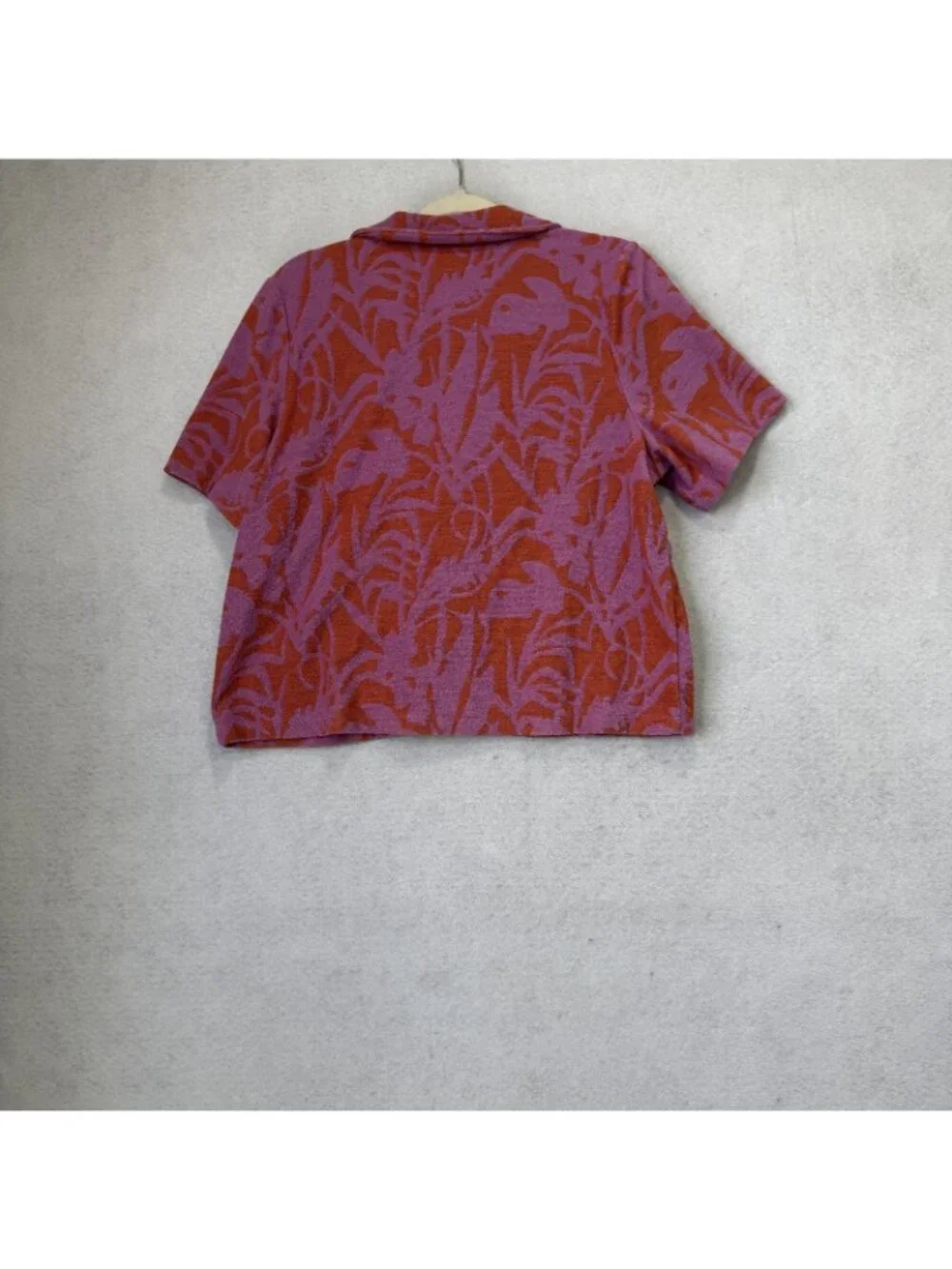 Marine Layer Shirt Womens Large Purple Terry Button Up Cropped Floral Print - Picture 6 of 9